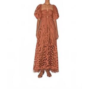 NEW MAGALI PASCAL flores eyelet cotton halter dress in sienna